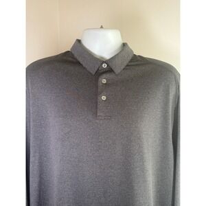 Pro Tour Mens Coolplay Long Sleeve Polo Shirt Gray White Micro Stripe Large